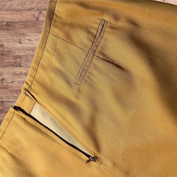 Toni Garment Pencil Skirt Size 11 Yellow Mustard Mid Rise Lined Knee Length Slit - Picture 12 of 14
